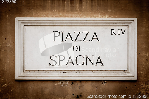 Image of Street sign: Piazza di Spagna (Spain Square) in Rome