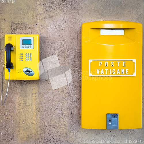 Image of Yellow post box in Vatican