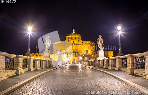 Image of Rome by night - Sant\'angelo Castle bridge