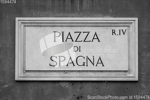 Image of Street sign: Piazza di Spagna (Spain Square) in Rome