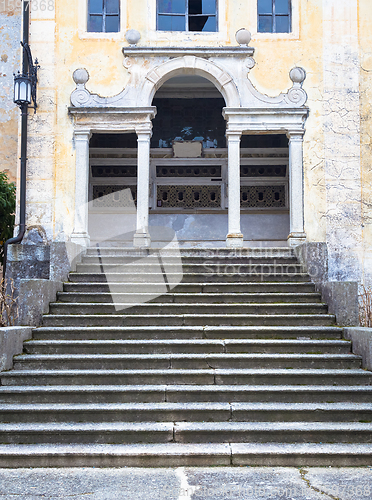 Image of Mysterious old chapel with stair perspective