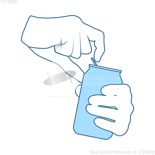 Image of Human Hands Opening Aluminum Can Icon