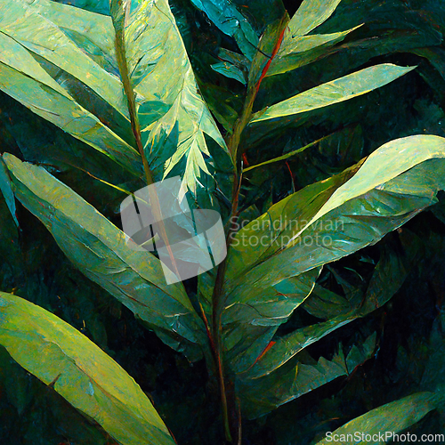 Image of Nature view of green tropical plants leaves  background.