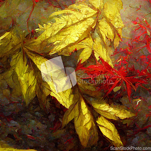 Image of Autumn pattern with colorful red and yellow leaves for your crea