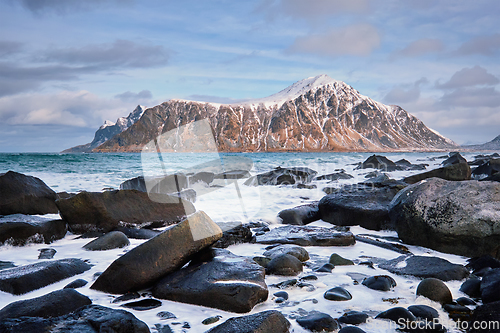 Image of Rocky coast of fjord in Norway