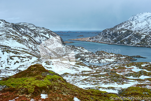 Image of View of norwegian fjord, Lofoten islands, Norway