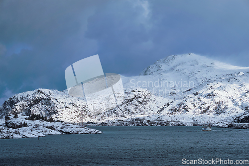 Image of Norwegian fjord in winter