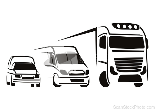 Image of Fleet of various types of vans