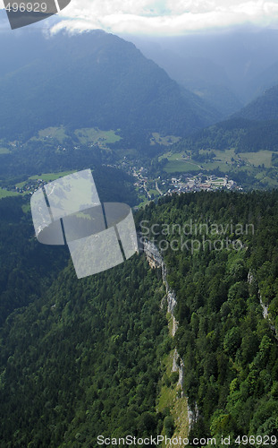 Image of Aerial view of cliff in Chartreuse valley