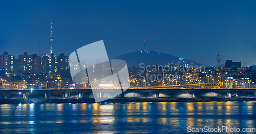 Image of Seoul night view over Han River, South Korea