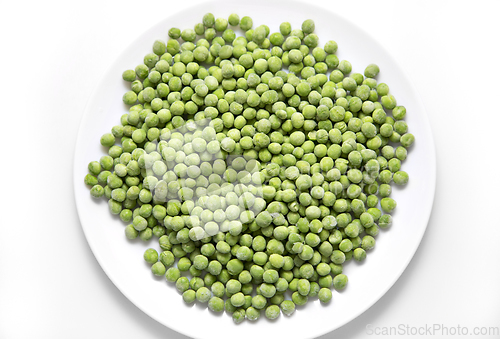 Image of Frozen green peas on a plate