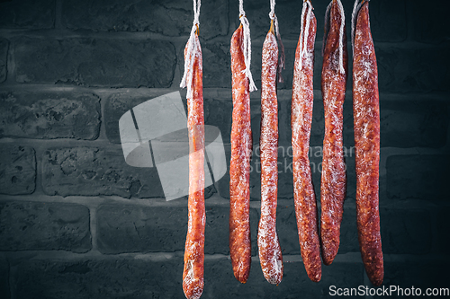 Image of Spanish salami fuet - dry-cured and natural fermented sausages