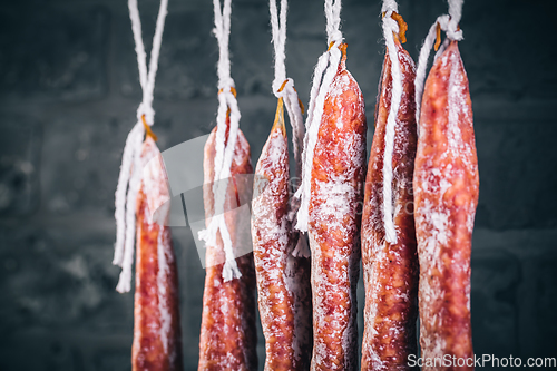 Image of Spanish salami fuet - dry-cured and natural fermented sausages