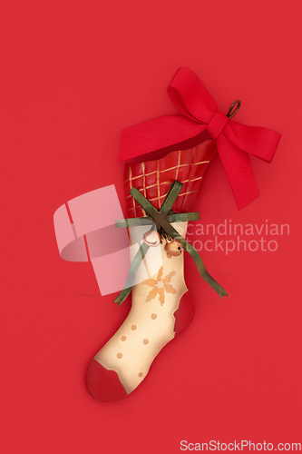 Image of Old Fashioned Christmas Stocking Tree Bauble Decoration 