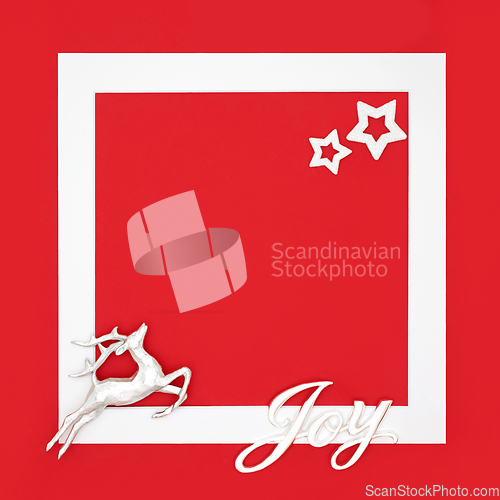Image of Christmas Joy Sign Background with Reindeer and Stars 