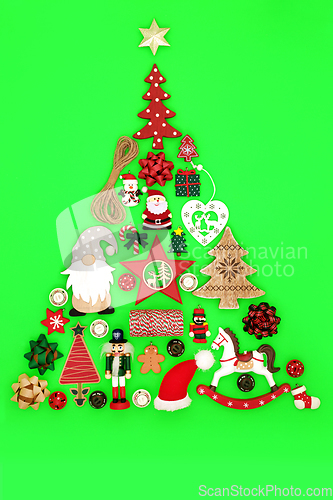 Image of Christmas Tree Shape Concept with Retro Bauble Decorations 