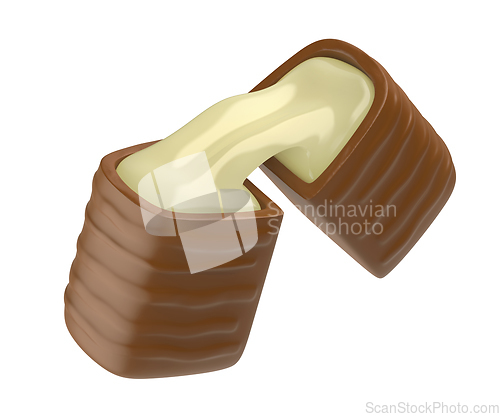 Image of Chocolate bonbon with white liquid chocolate
