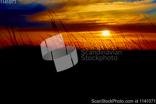 Image of Sunset in the steppe.