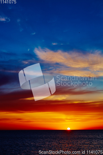 Image of Sunset over the ocean