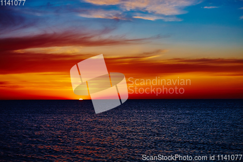 Image of Sunset over the ocean