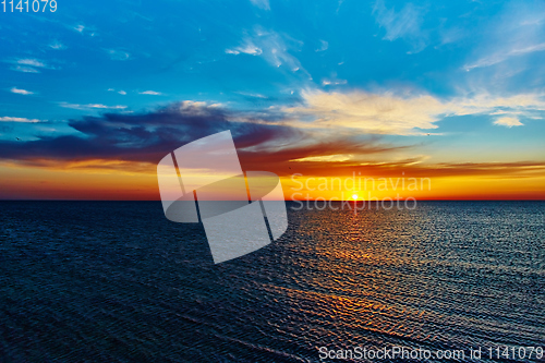 Image of Sunset over the ocean