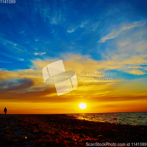 Image of Sunset over the ocean