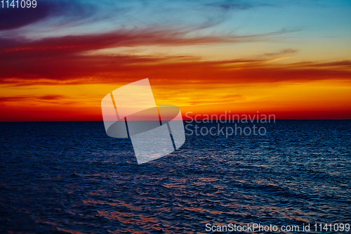 Image of Sunset over the ocean