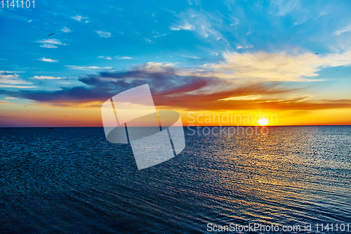 Image of Sunset over the ocean
