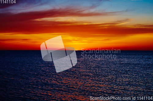 Image of Sunset over the ocean