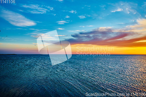 Image of Sunset over the ocean