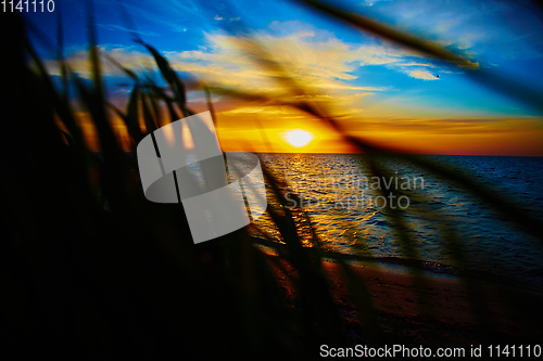 Image of Sunset over the ocean