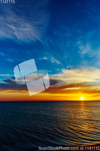 Image of Sunset over the ocean