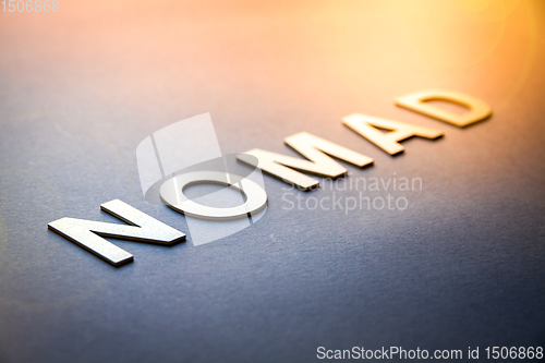 Image of Word nomad written with white solid letters