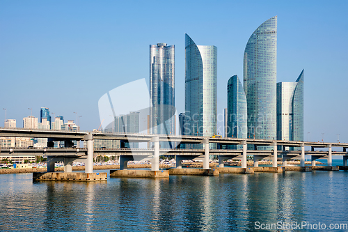 Image of Busan skyscrapers and Gwangan Bridge, South Korea