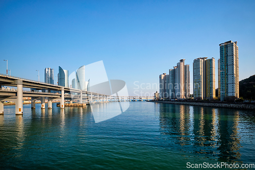 Image of Busan skyscrapers and Gwangan Bridge, South Korea