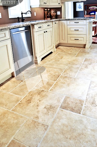 Image of Tile floor in modern kitchen