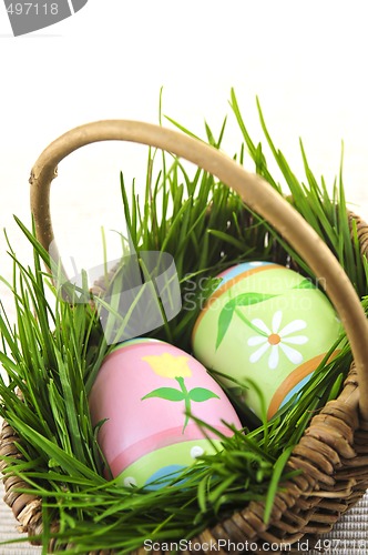Image of Easter eggs with green grass
