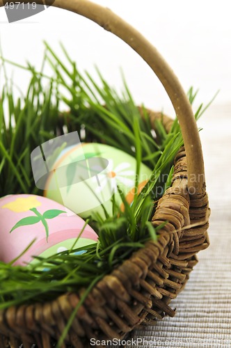 Image of Easter eggs with green grass