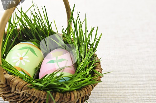 Image of Easter eggs with green grass