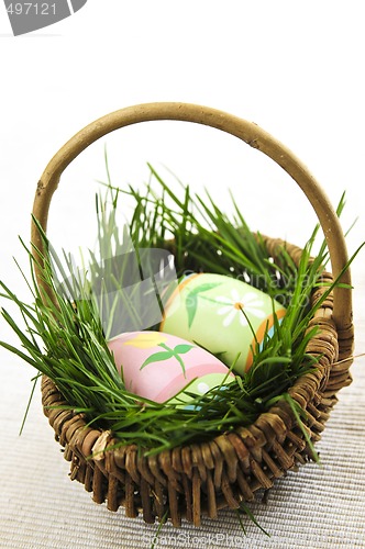 Image of Easter eggs with green grass