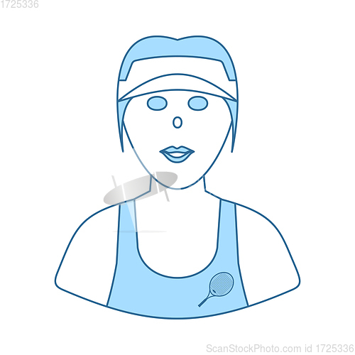 Image of Tennis Woman Athlete Head Icon