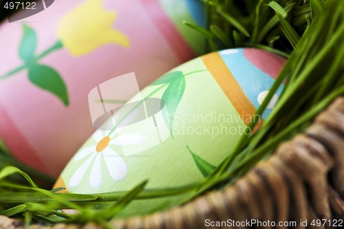 Image of Easter eggs with green grass