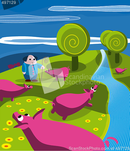 Image of men and pigs