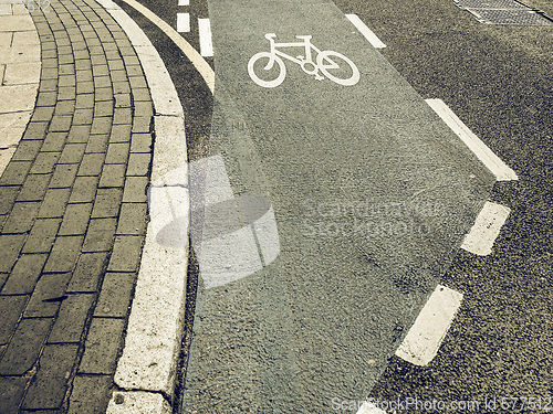 Image of Vintage looking Bike lane sign