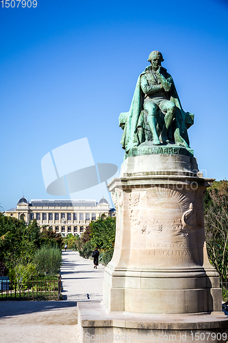 Image of Lamarck statue in the Jardin des plantes Park, Paris, France