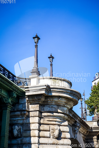 Image of Notre-Dame Bridge view from the Seine, Paris