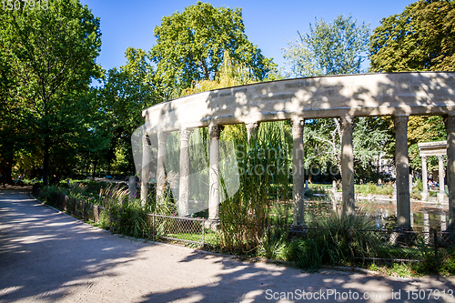 Image of Corinthian colonnade in Parc Monceau, Paris, France