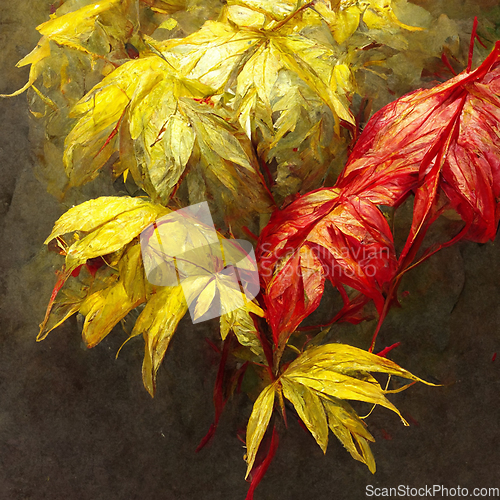 Image of Autumn pattern with colorful red and yellow leaves for your crea