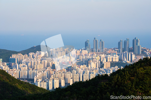 Image of Busan cityscape Gwangan Bridge on sunset