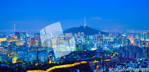 Image of Seoul skyline in the night, South Korea.